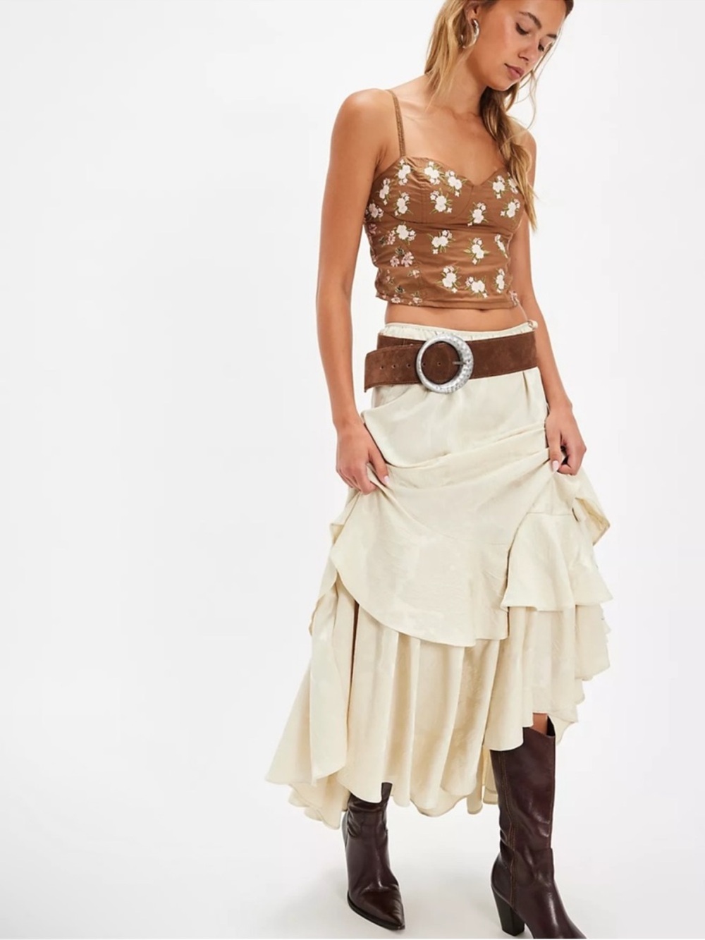 Free People Wild Flowers Embroidered Crop top bustier - XSmall